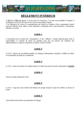 Règlement intérieur